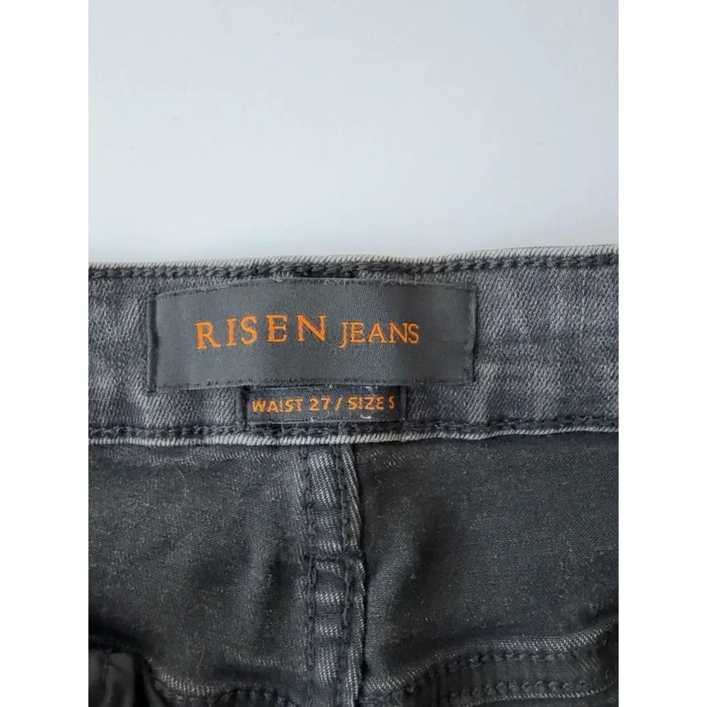 RISEN Jeans Women's 27/5 Gray Distressed Skinny Jeans Stretch Cropped